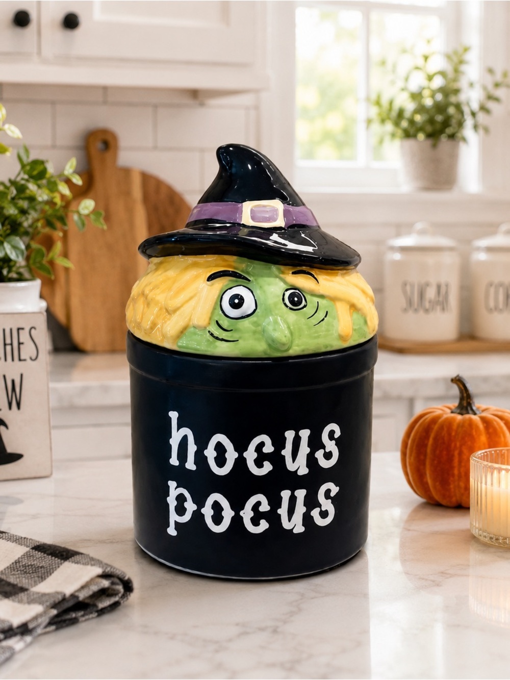 NEW 9” Hocus Pocus Witch Canister – Whimsical Halloween Decor